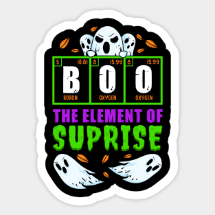 Boo, The Element of Surprise! Funny Chemist Halloween Gift Sticker